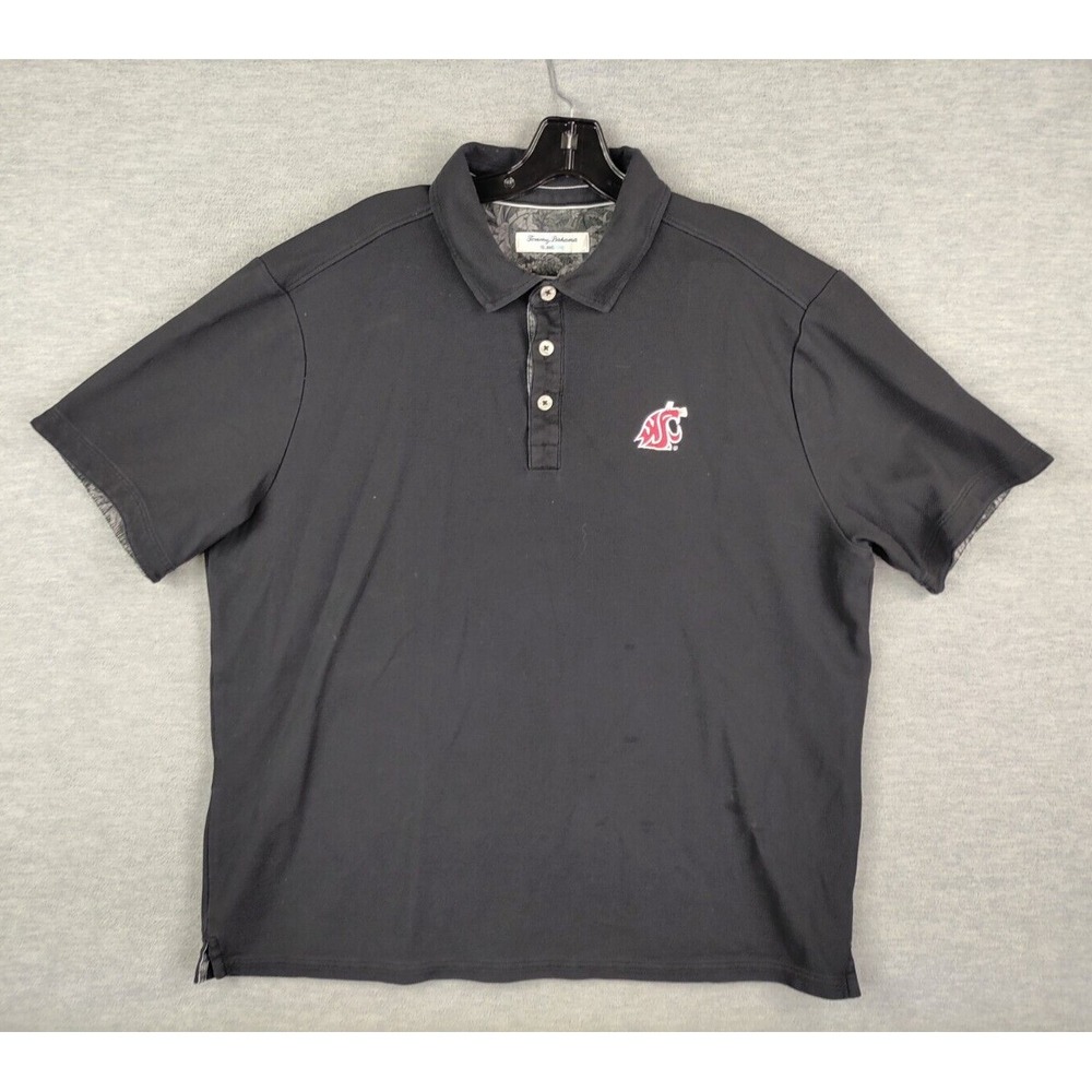 Tommy Bahama Mens Shirt XL Black WSU Cougars‎ Polo Golf Athletic Wazzu College